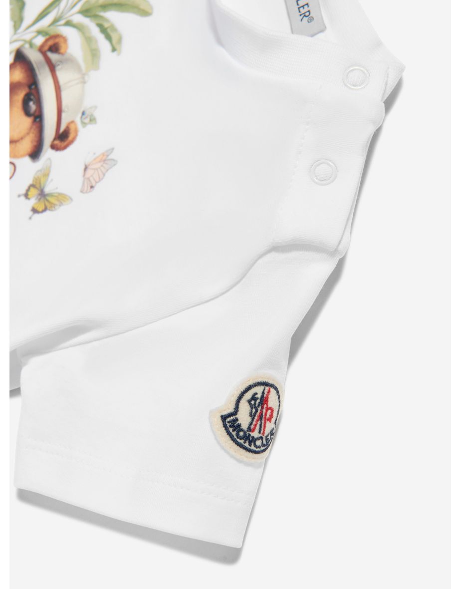 Baby Girls Bear Print T-Shirt in White - 3
