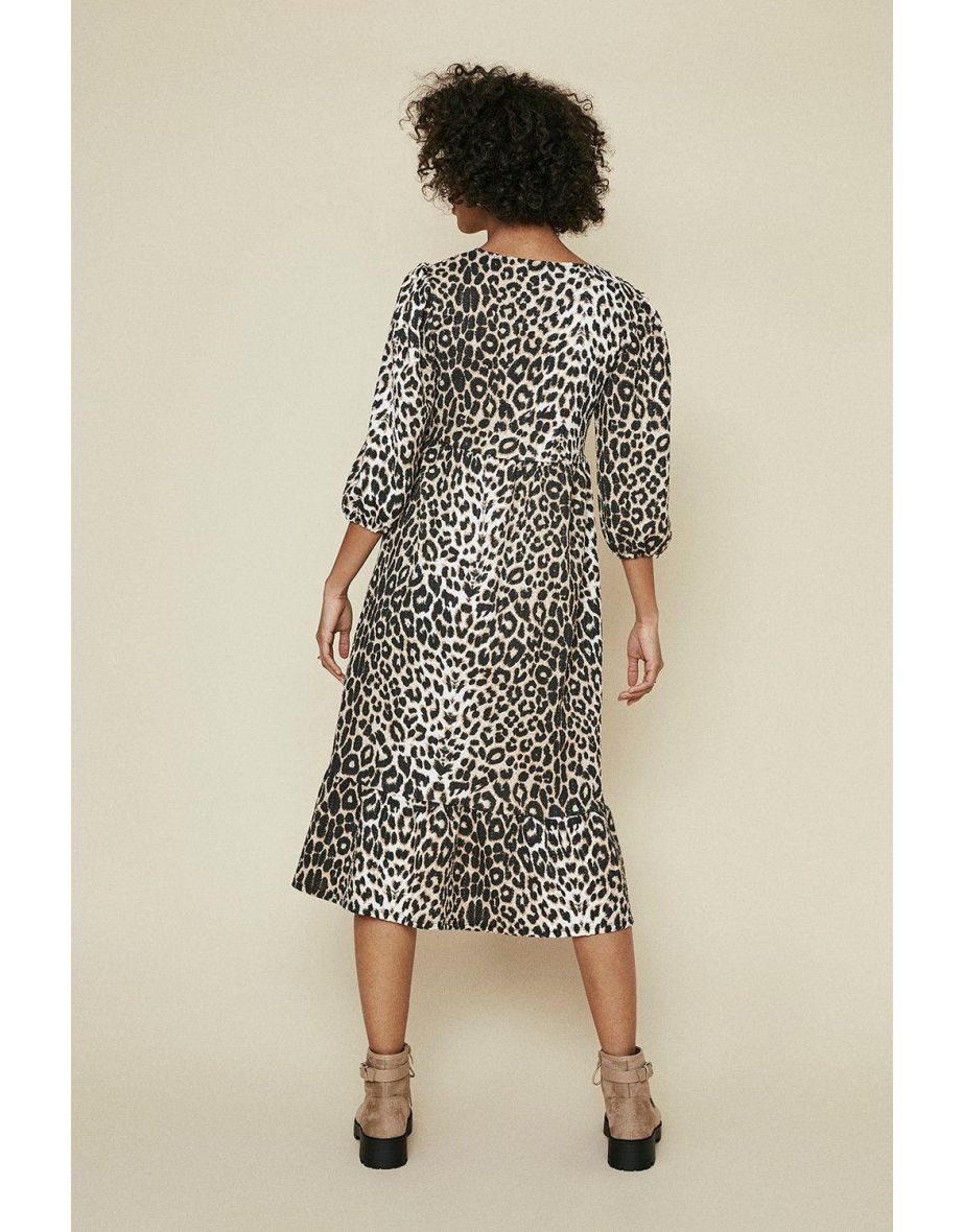 Textured Animal Printed Midi Dress - 2