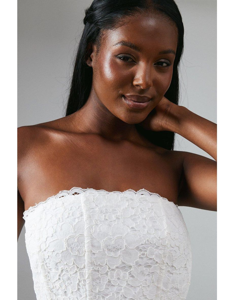 Corset Bodice Lace White Column Wedding Dress - 3