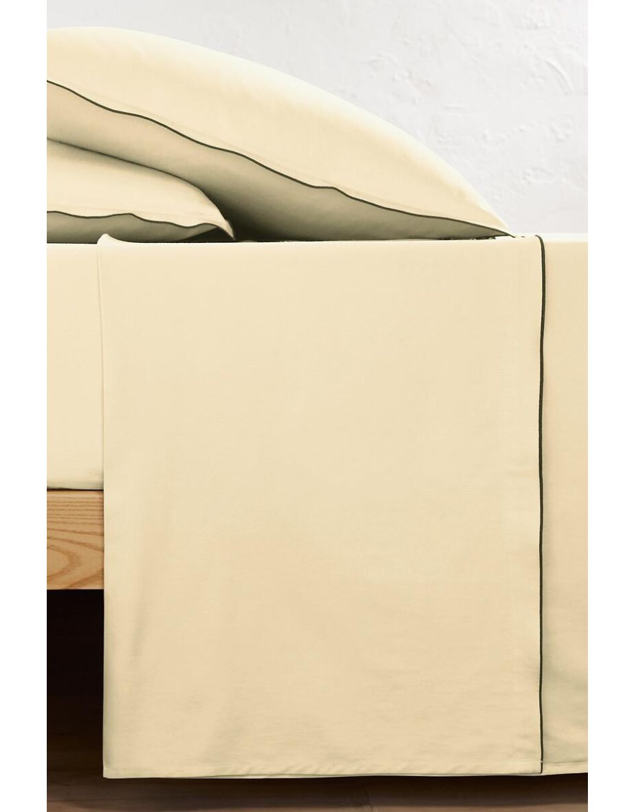 Victor Plain 100% Washed Cotton Satin 300 Thread Count Flat Sheet