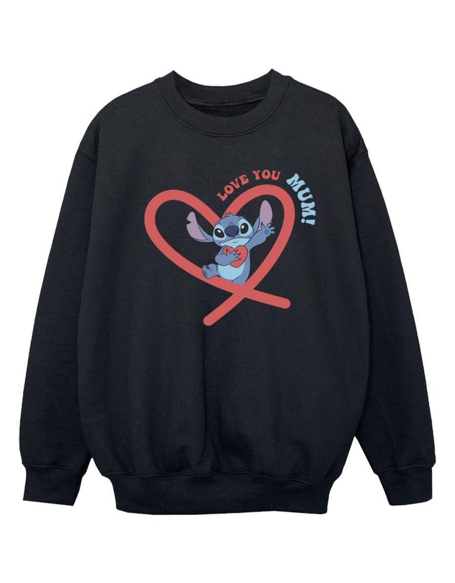 Disney Girls Lilo & Stitch Love You Mum Sweatshirt - Black