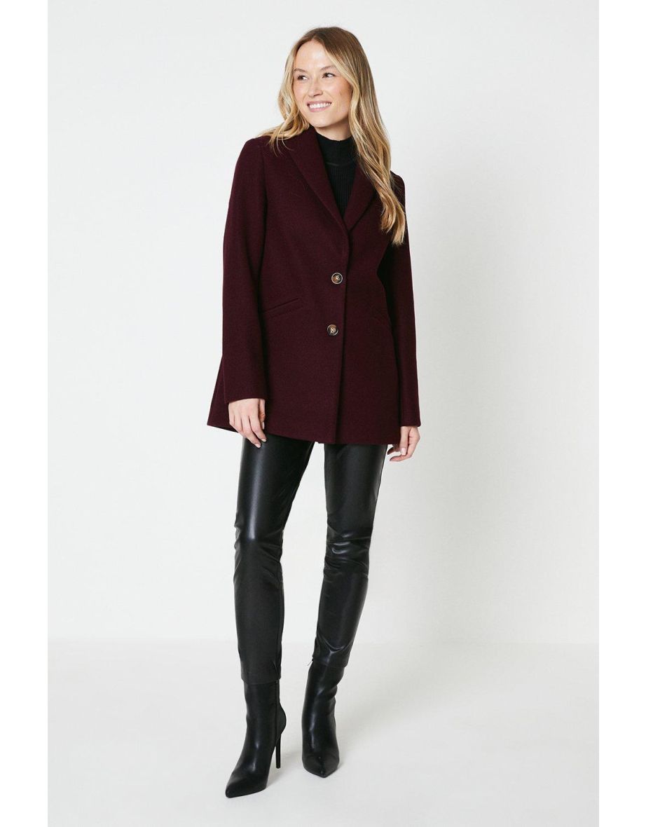 Single Breasted Formal Coat - berry - 3