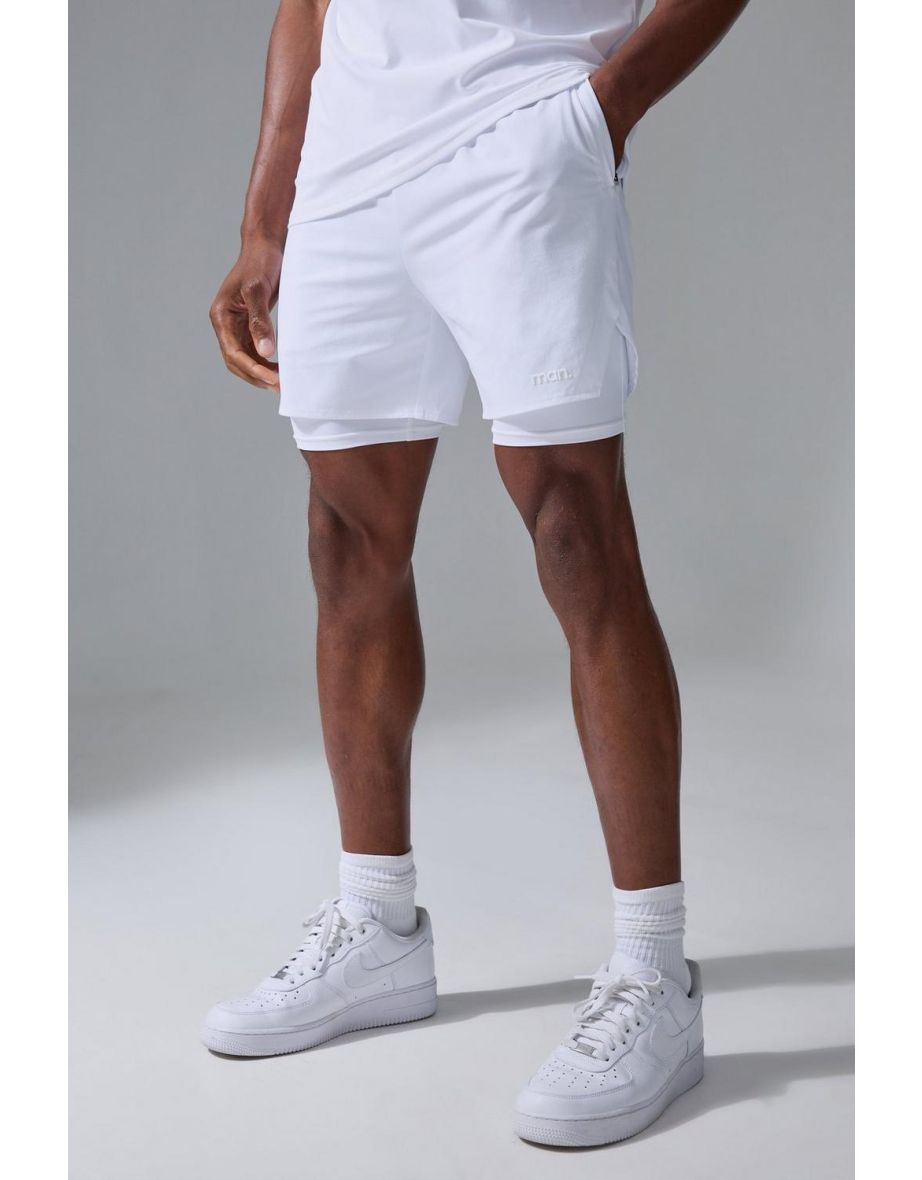 Man Sport Side Split 5inch 2-in-1 Short - white