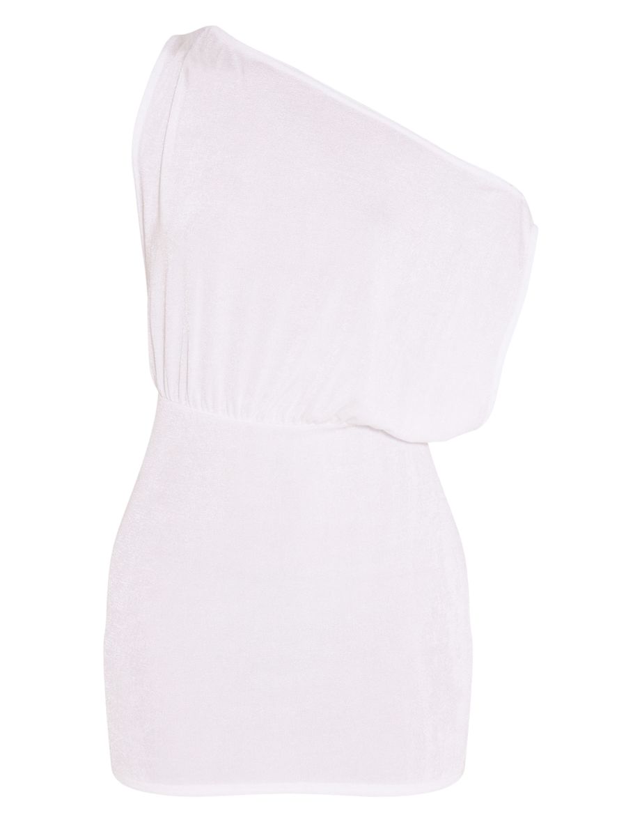 Cream Slinky Acetate Draped Side Bodycon Dress - 4