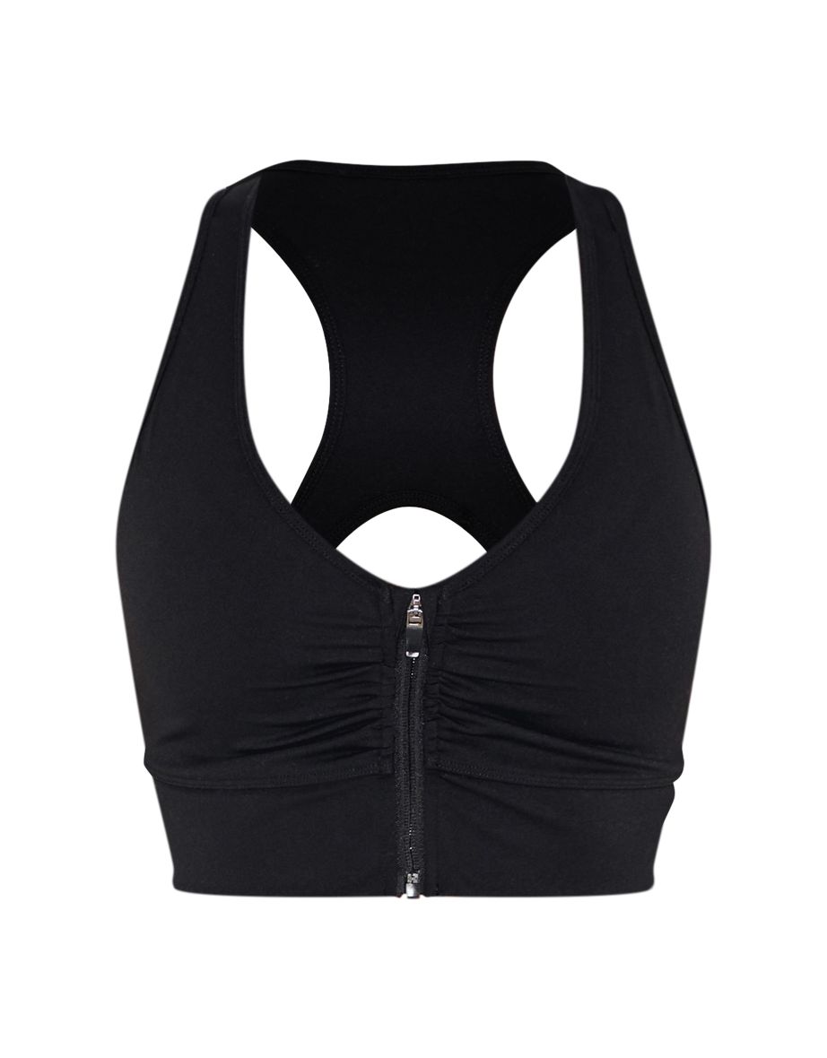 Shape Black Active Ruched Zip Front Cupped Sports Bra - 4