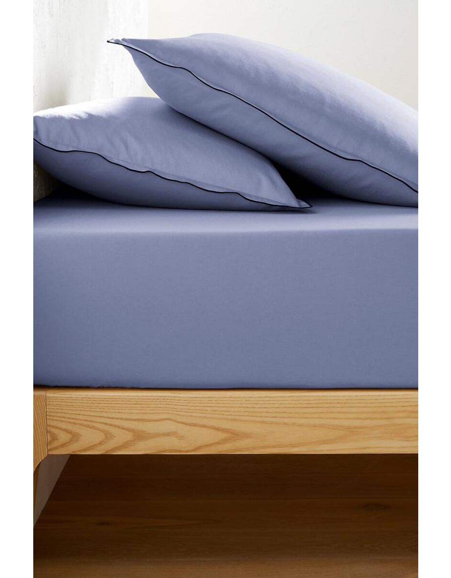 Victor Plain 100% Washed Cotton Satin 300 Thread Count Fitted Sheet