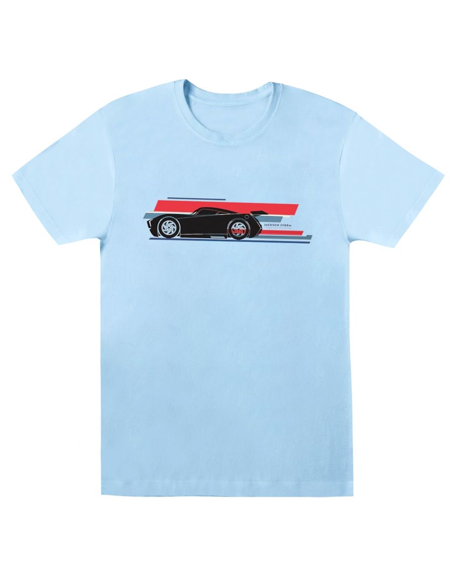 Disney Mens Cars Jackson Storm Stripes T-Shirt - Baby Blue