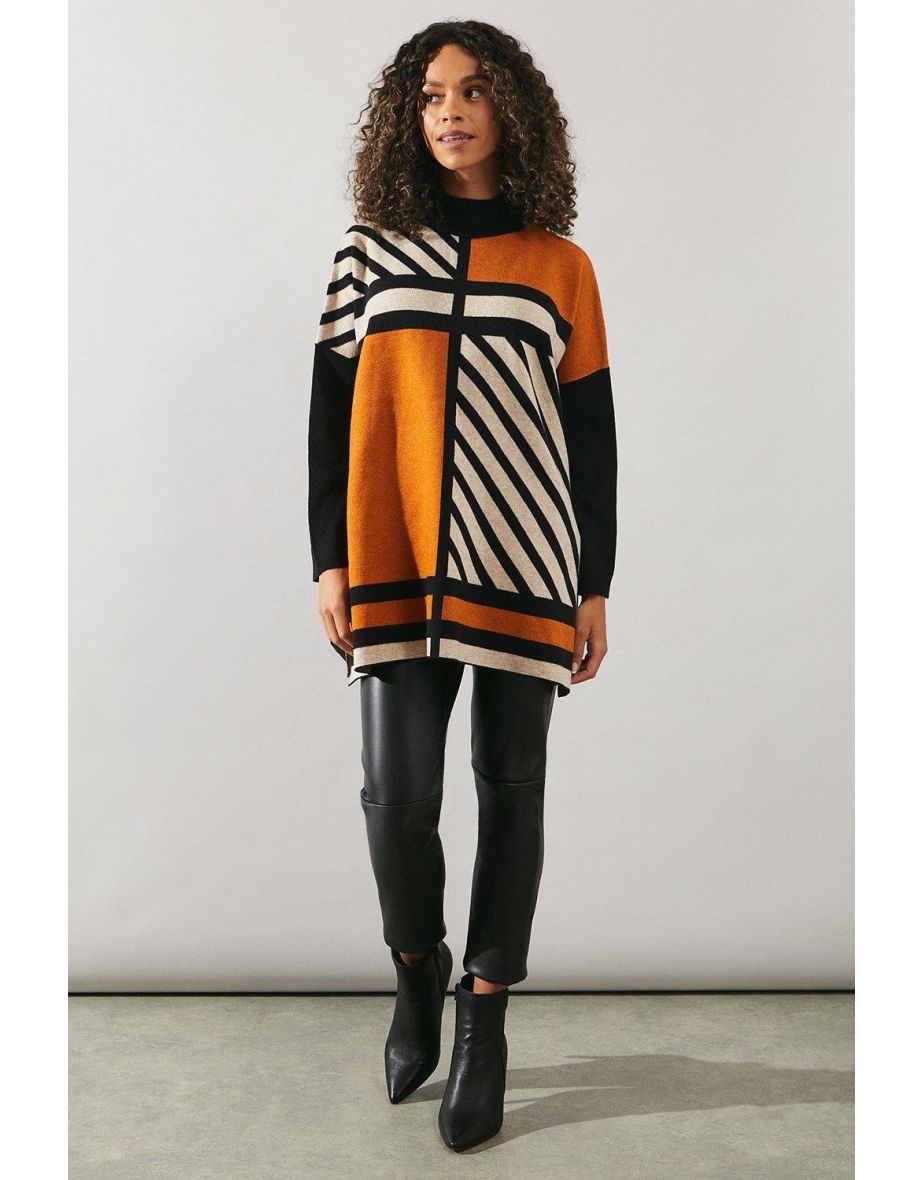 Contrast Print Jacquard Sweater - 3