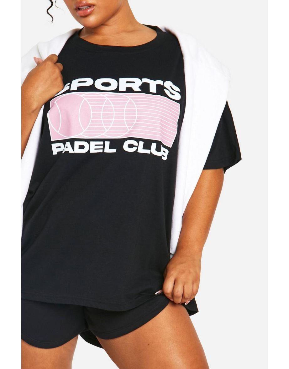 Plus Sports Padel Club Printed Oversized T-shirt - black - 3