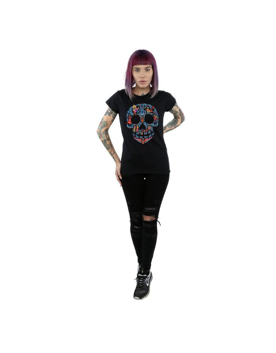 Coco Womens/Ladies Skull Cotton T-Shirt - Black - 2