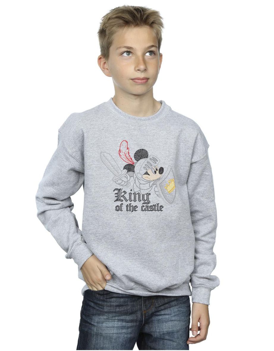 Disney Boys Mickey Mouse King Of The Castle Sweatshirt - Sports Grey