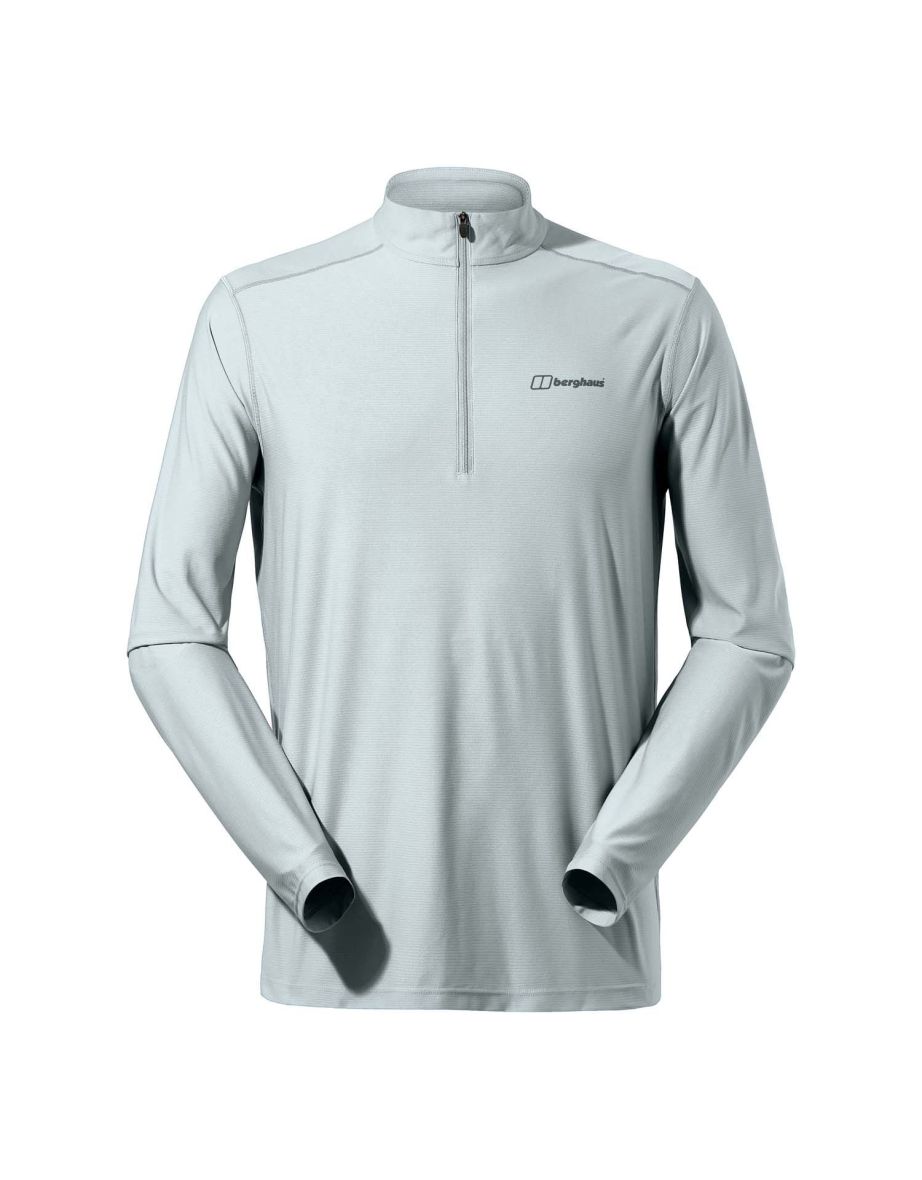 Men's Berghaus 24/7 Tech Tee Long Sleeve Half Zip in Grey