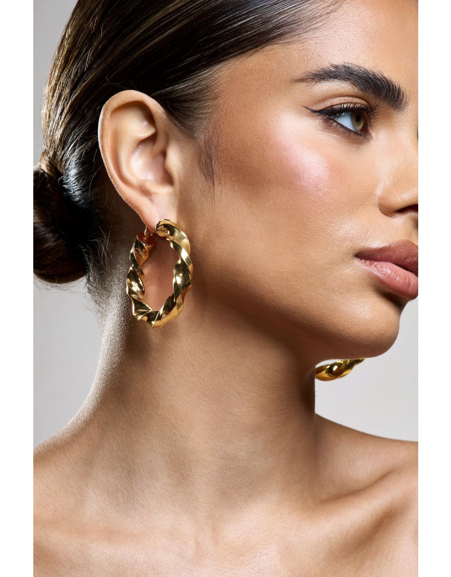 Lucid | Gold Chunky Twist Hoop Earrings - 4