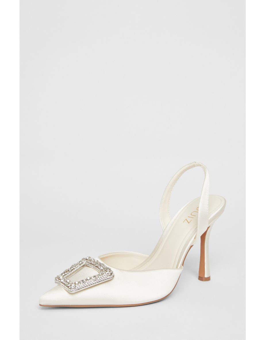 Bridal White Brooch Court Heels
