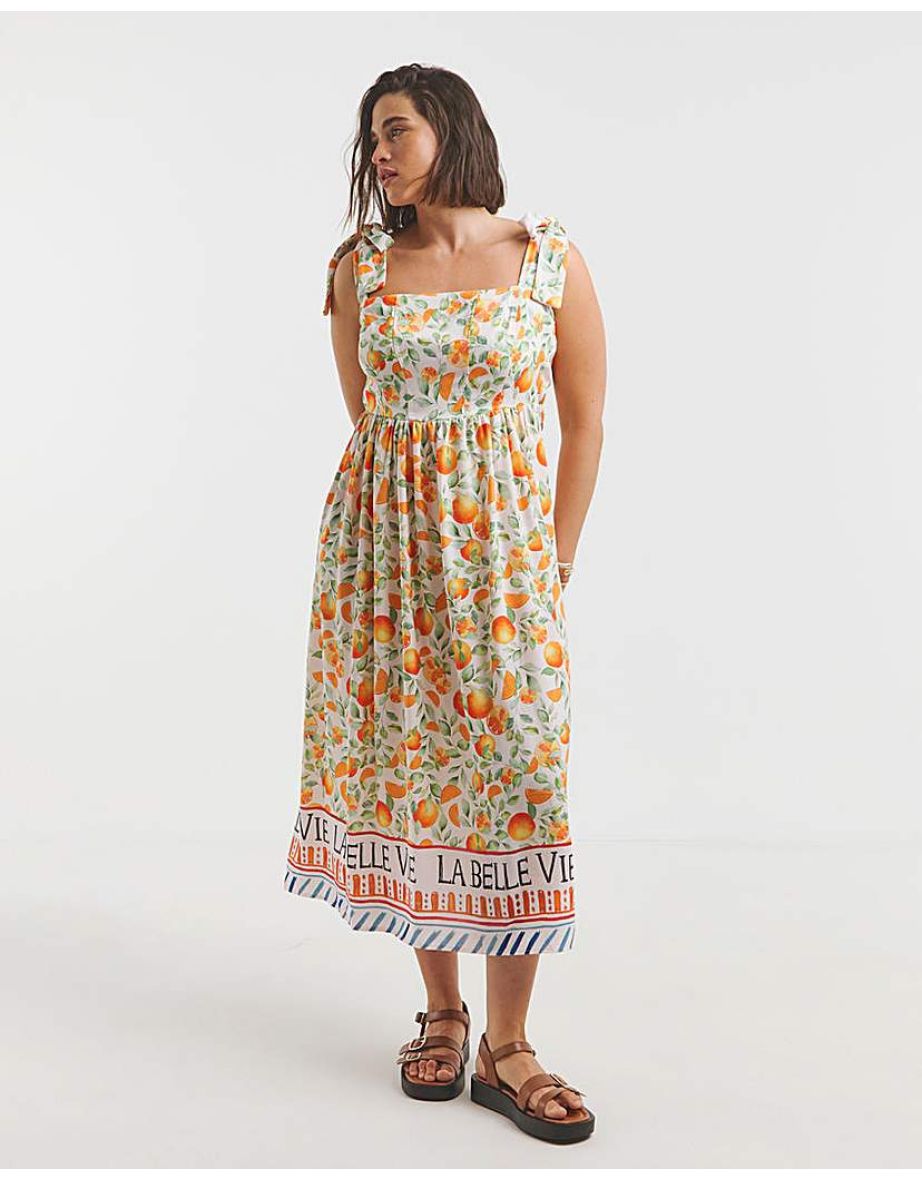 Fruit Print Midi Dress