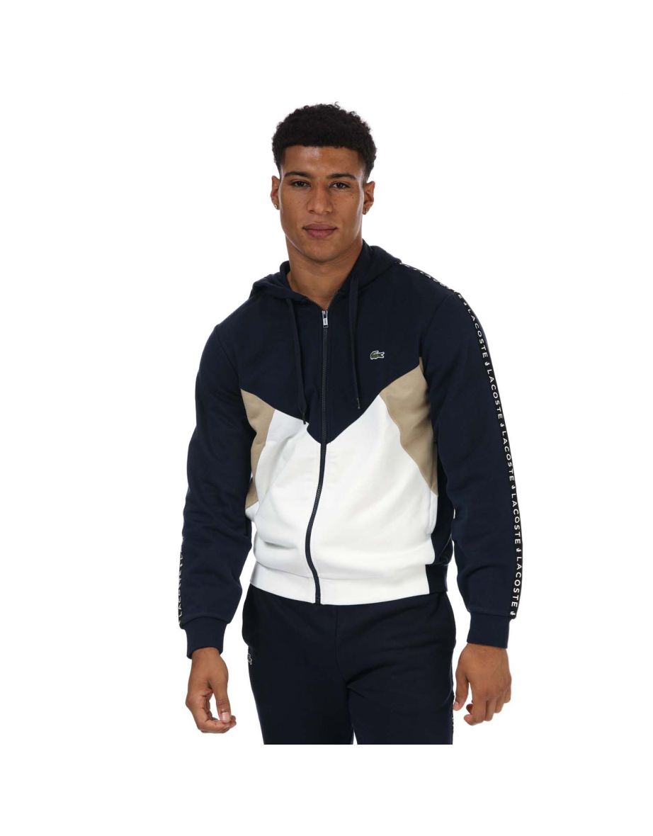 Shop Men s Lacoste Coloublock Lettered Fleece Zip Up Hoodie in other Online in Bahrain VogaCloset