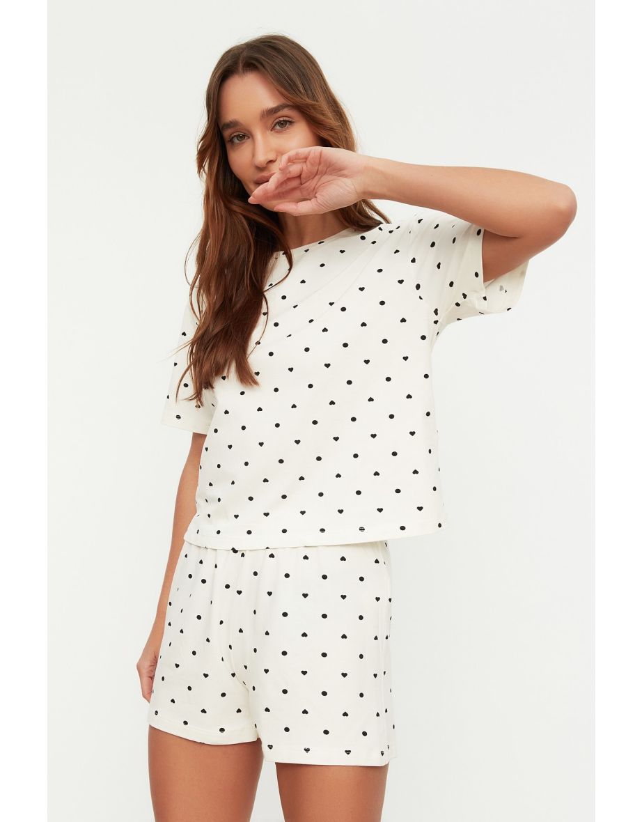 Pajama Set - White - Polka dot