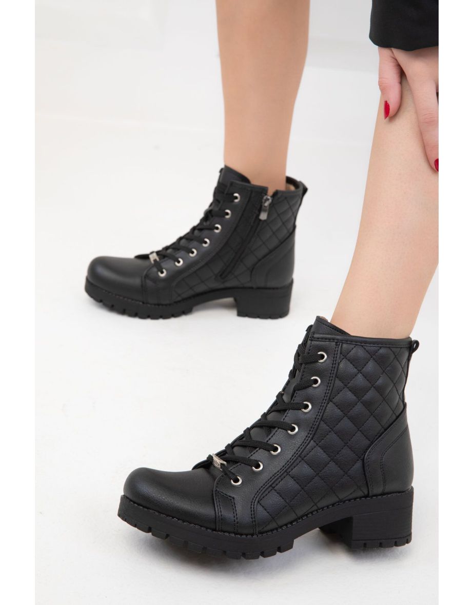 Black Quilted Boots & Bootie