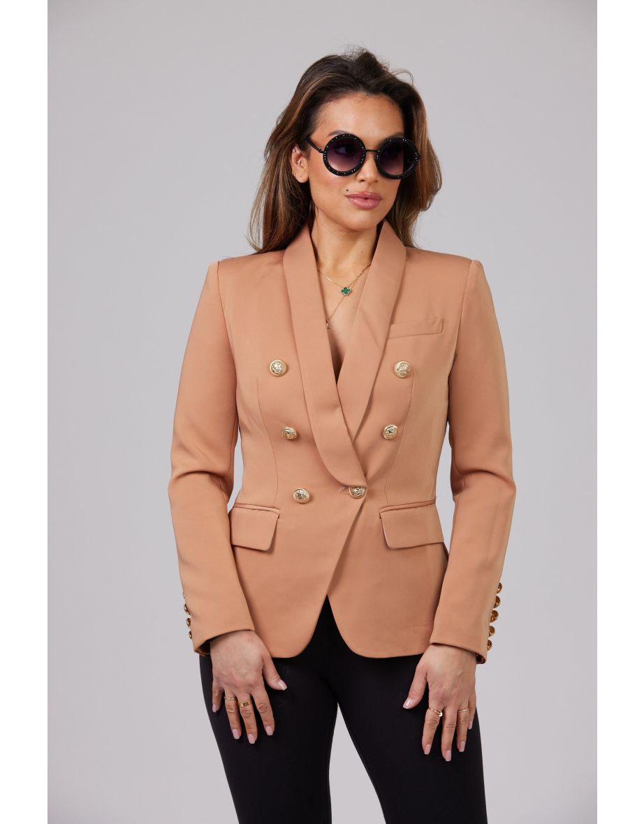 CAMEL WITH GOLD BUTTON BLAZER - 1