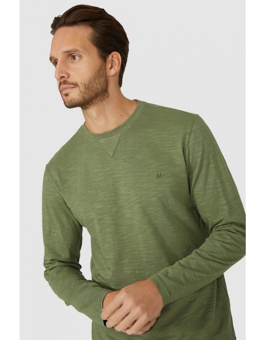 Ls Slub Crew Neck T-shirt With Dorito - military green