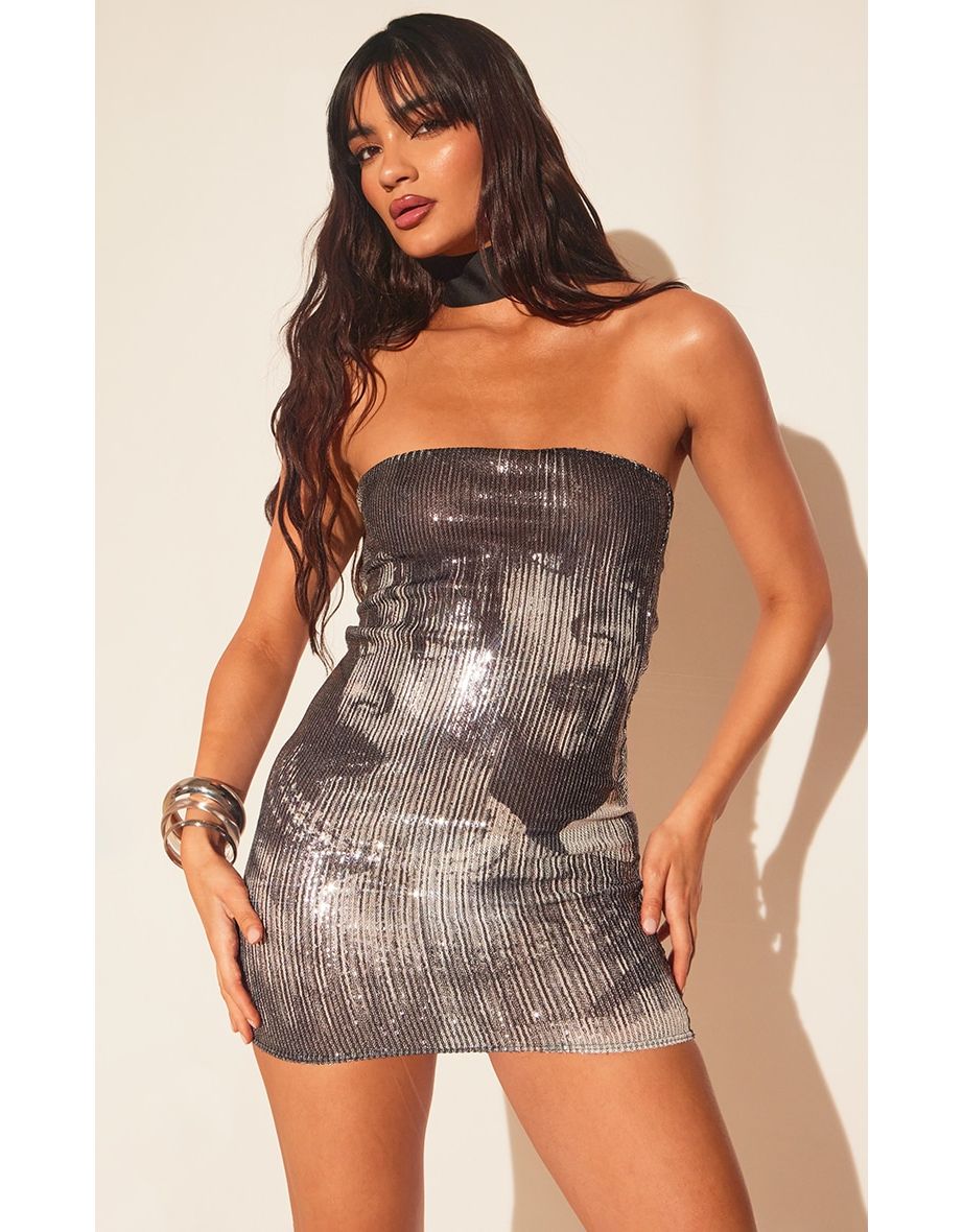 Bandeau best sale glitter dress