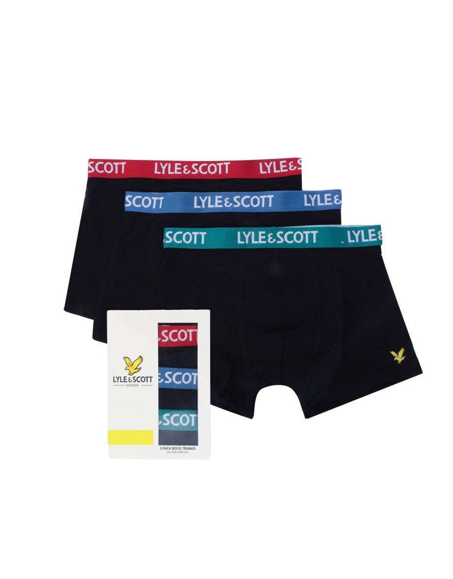 Boy's Lyle And Scott Markus 3 Pack Boxer Shorts in Black