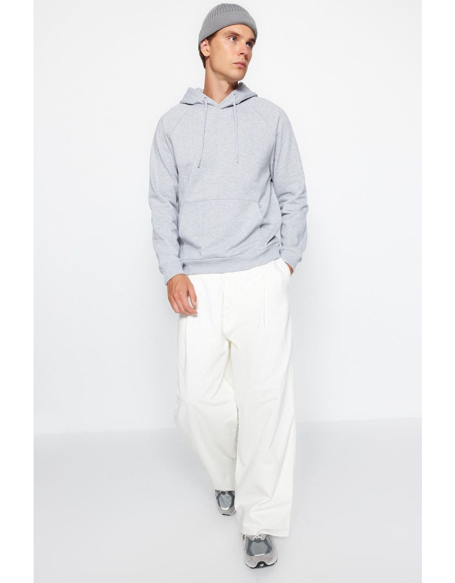 Grey Regular/Normal Cut Hooded Fleece/Warm
