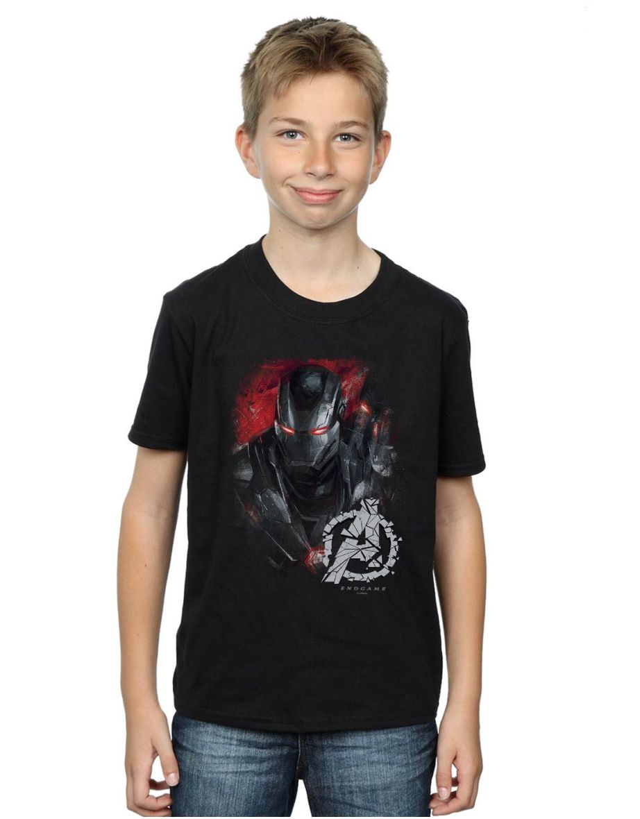 Marvel Boys Avengers Endgame War Machine Brushed T-Shirt - Black