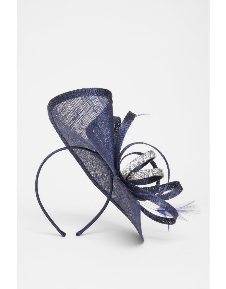 Navy Diamante Loop Headband Fascinator