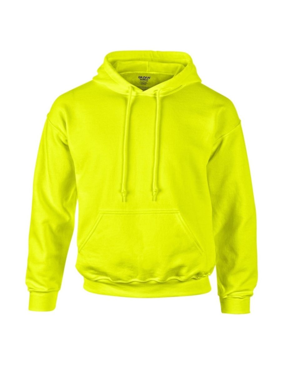 Gildan Heavyweight DryBlend Adult Unisex Hooded Sweatshirt Top / Hoodie (13 Colours) - New Safety Green