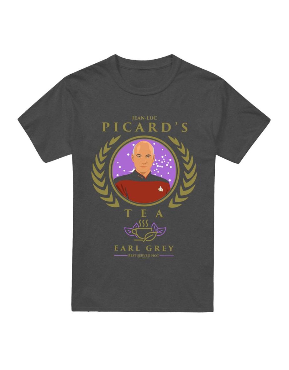 Star Trek: The Next Generation Unisex Adult Tea. Earl Grey. Hot T-Shirt - Charcoal