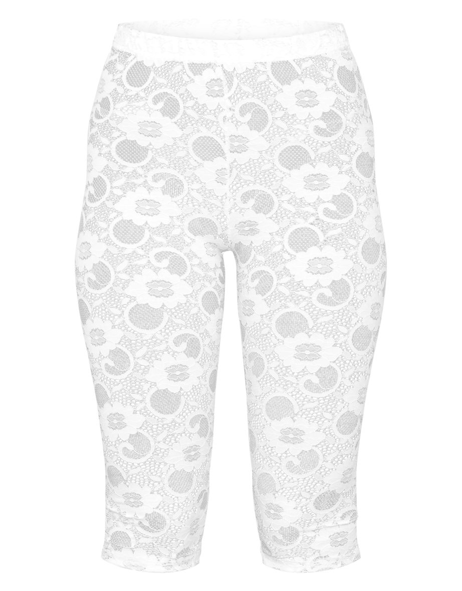 Petite White Lace Capri Pants - 4