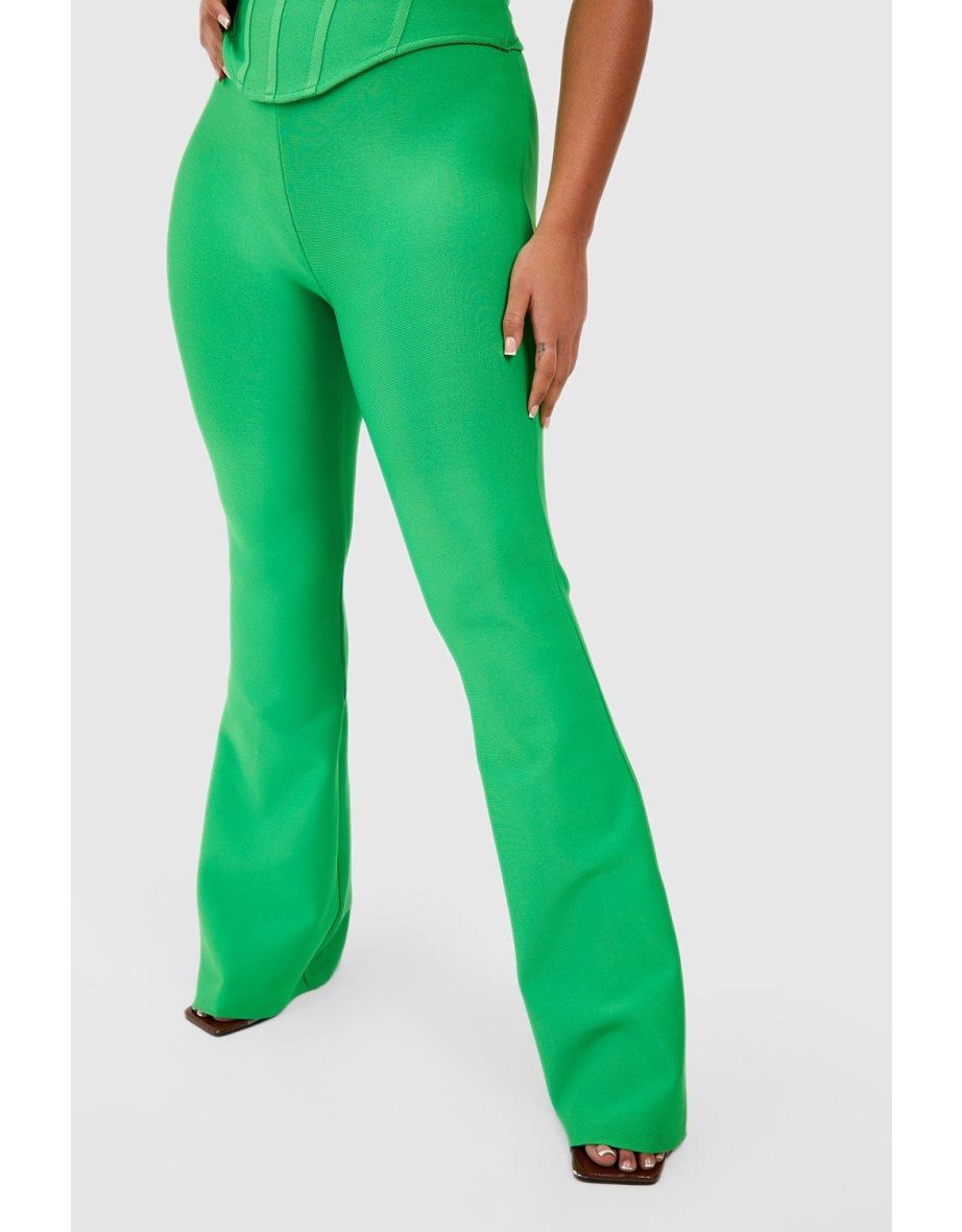 Plus Premium Bandage Flared Trouser Co Ord - green - 3