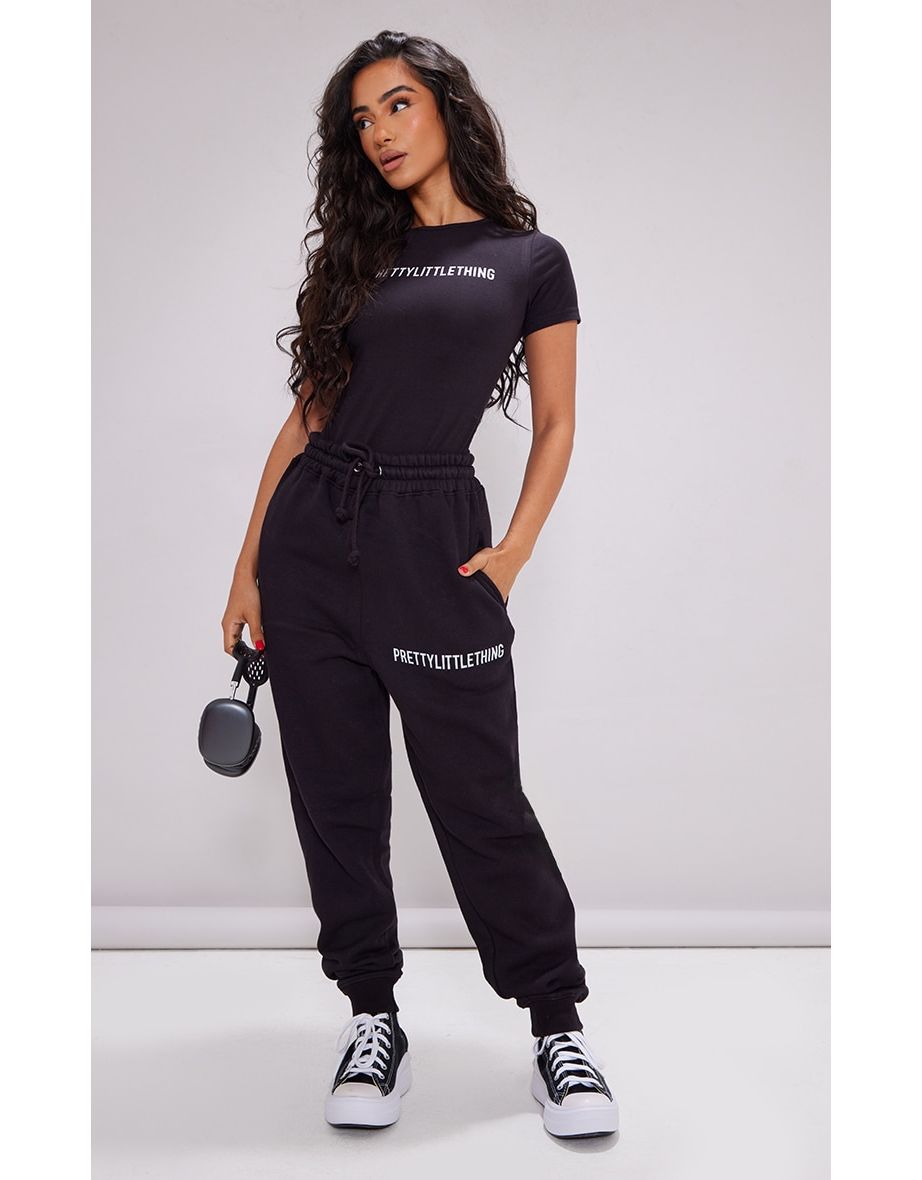 Prettylittlething black joggers sale