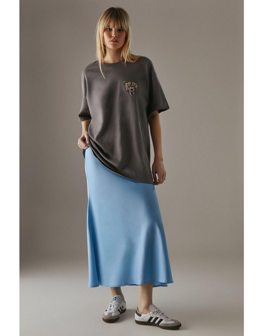 Satin Bias Midi Skirt