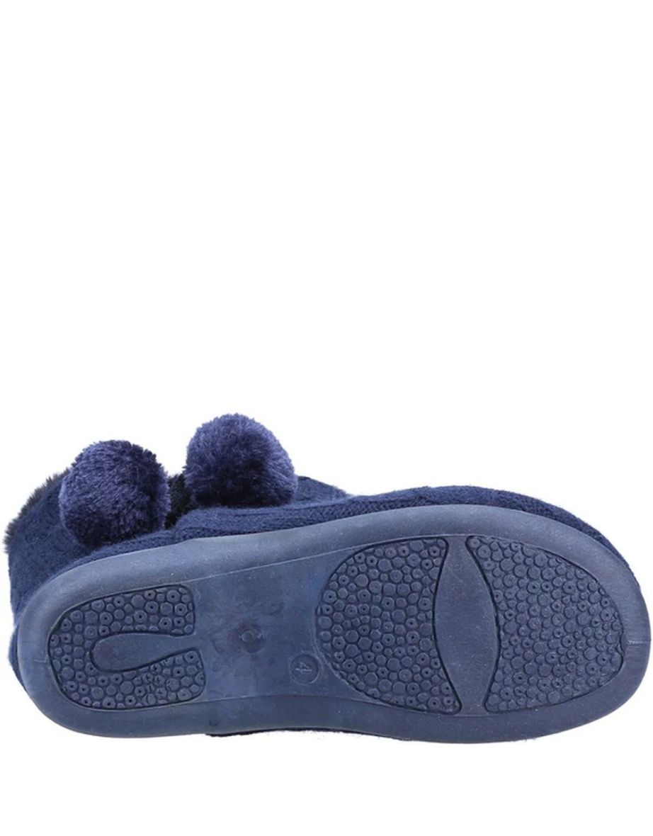 Fleet & Foster Womens/Ladies Apple Pom Pom Slippers - Navy - 3