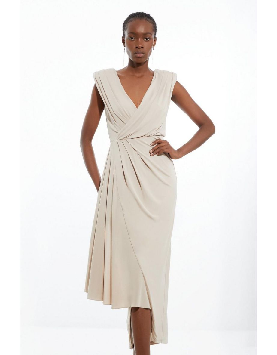 OOTO Premium Viscose Jersey Draped Maxi Dress