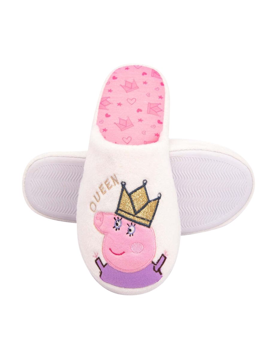 Peppa Pig Womens/Ladies Queen Mummy Pig Slippers - Cream/Pink/Purple - 2