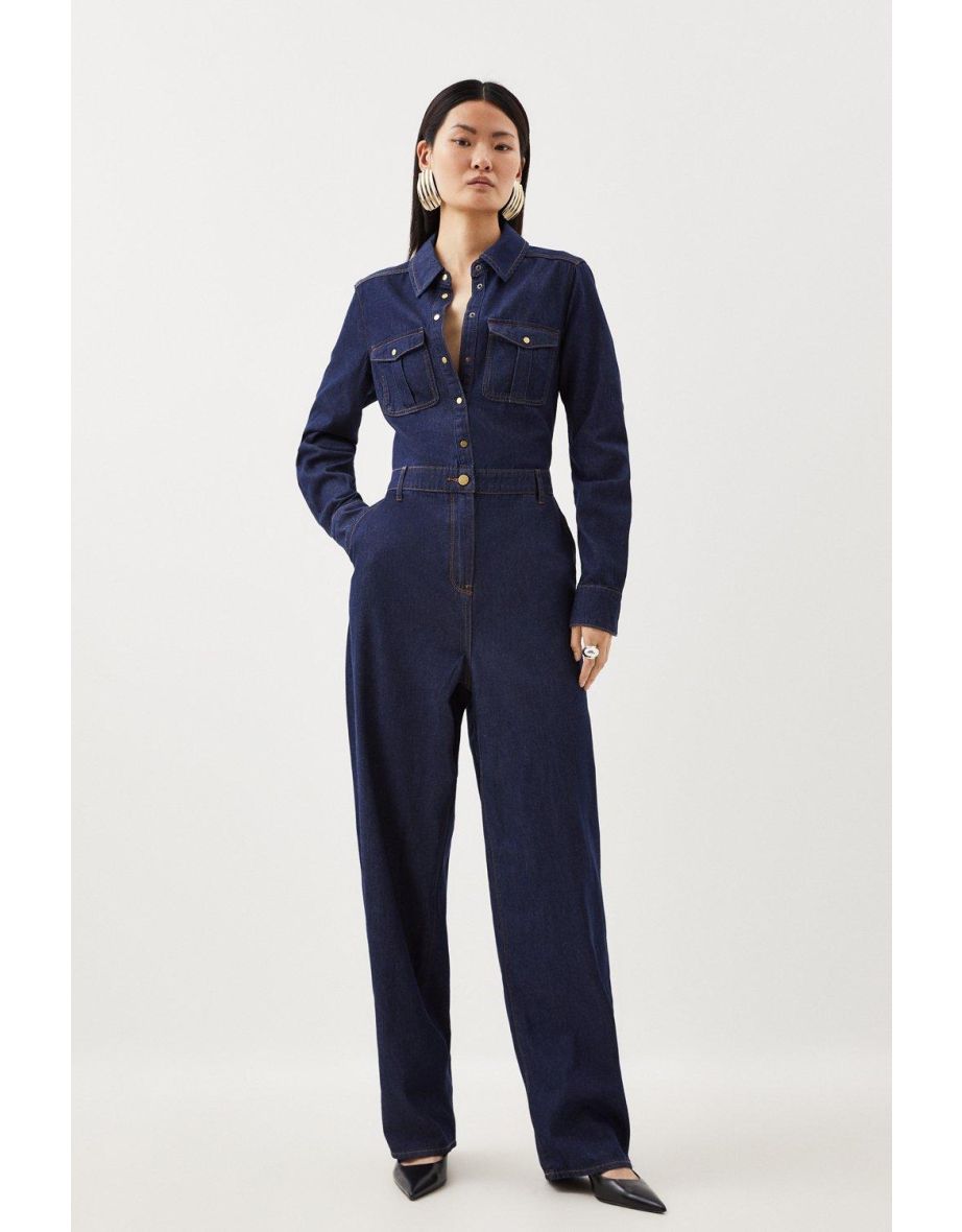 Denim Long Sleeve Jumpsuit