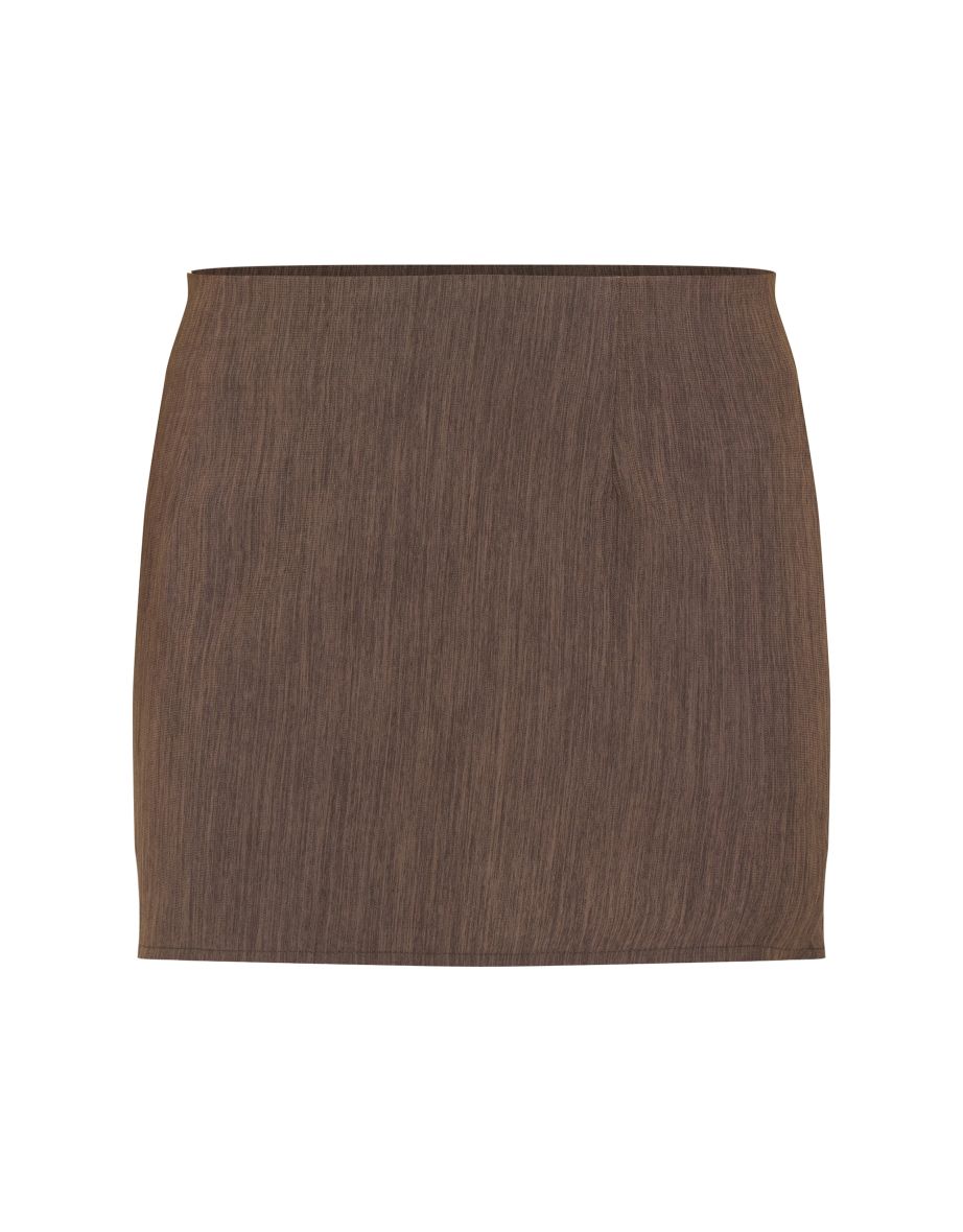 Chocolate Brown Tailored Mini Skirt - 5