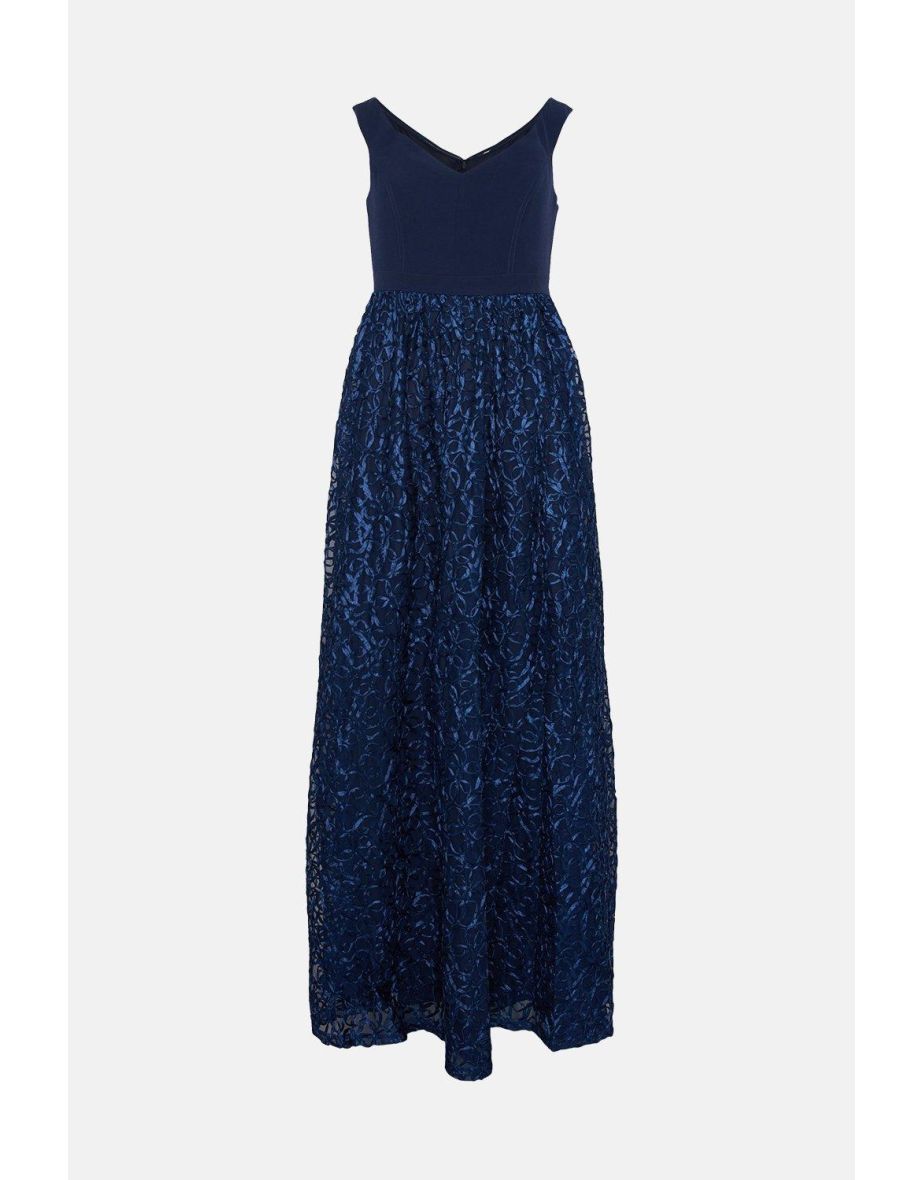 Off Shoulder Embroidered Skirt Maxi Dress - 3