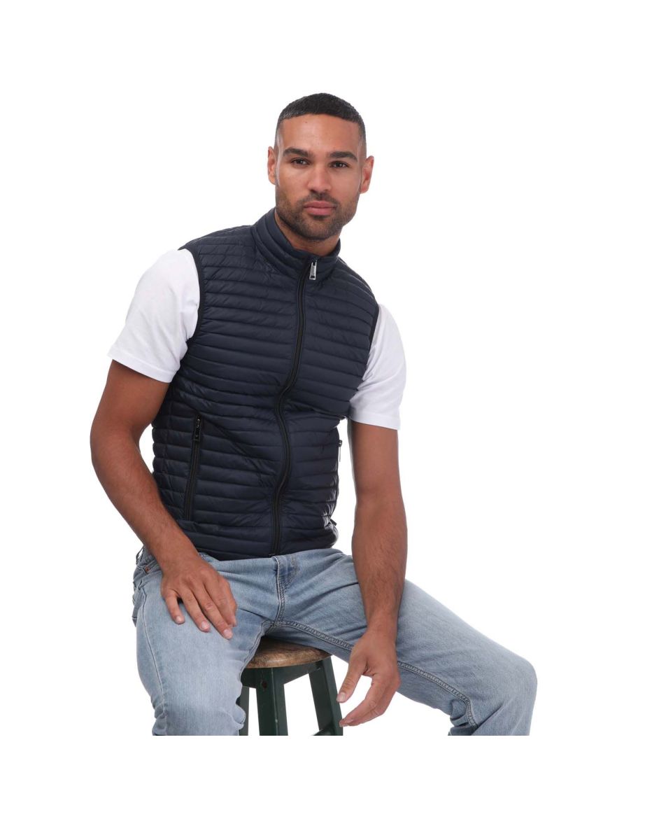 Men's Armani Lightweight Down Gilet in Blue - 3