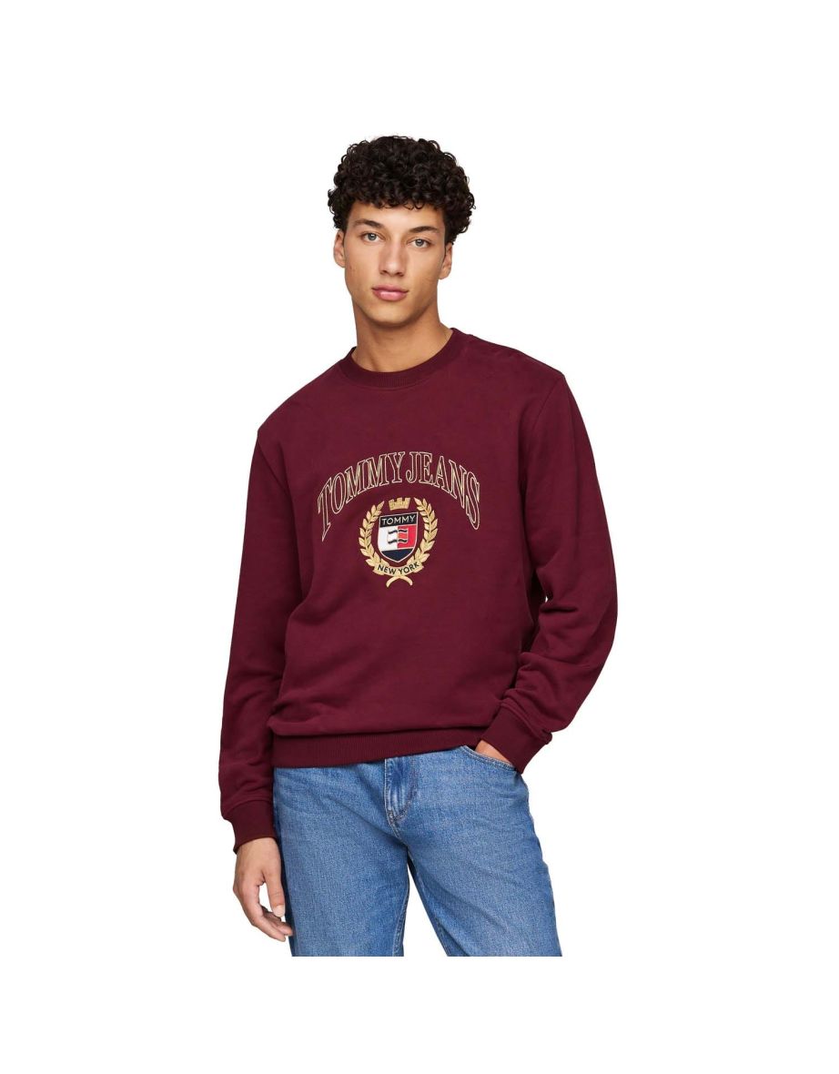 Men's Tommy Hilfiger Logo Embroidery Crewneck Sweatshirt in Purple