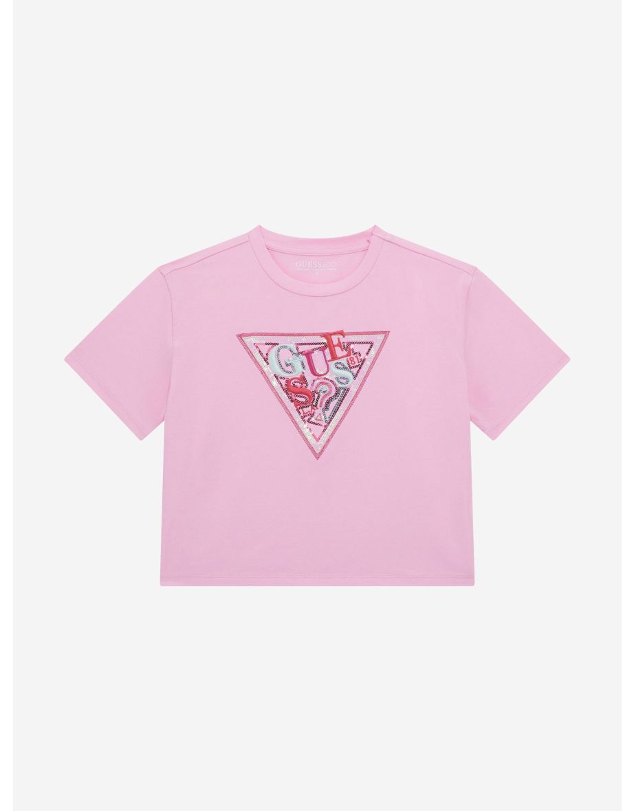 Girls Logo Midi T-Shirt in Pink