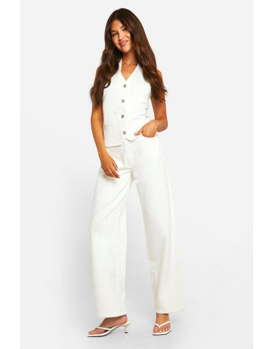Lightweight Ecru Straight Leg Jeans - ecru