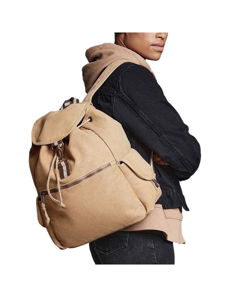 Quadra Vintage Canvas Backpack - Sahara - 2