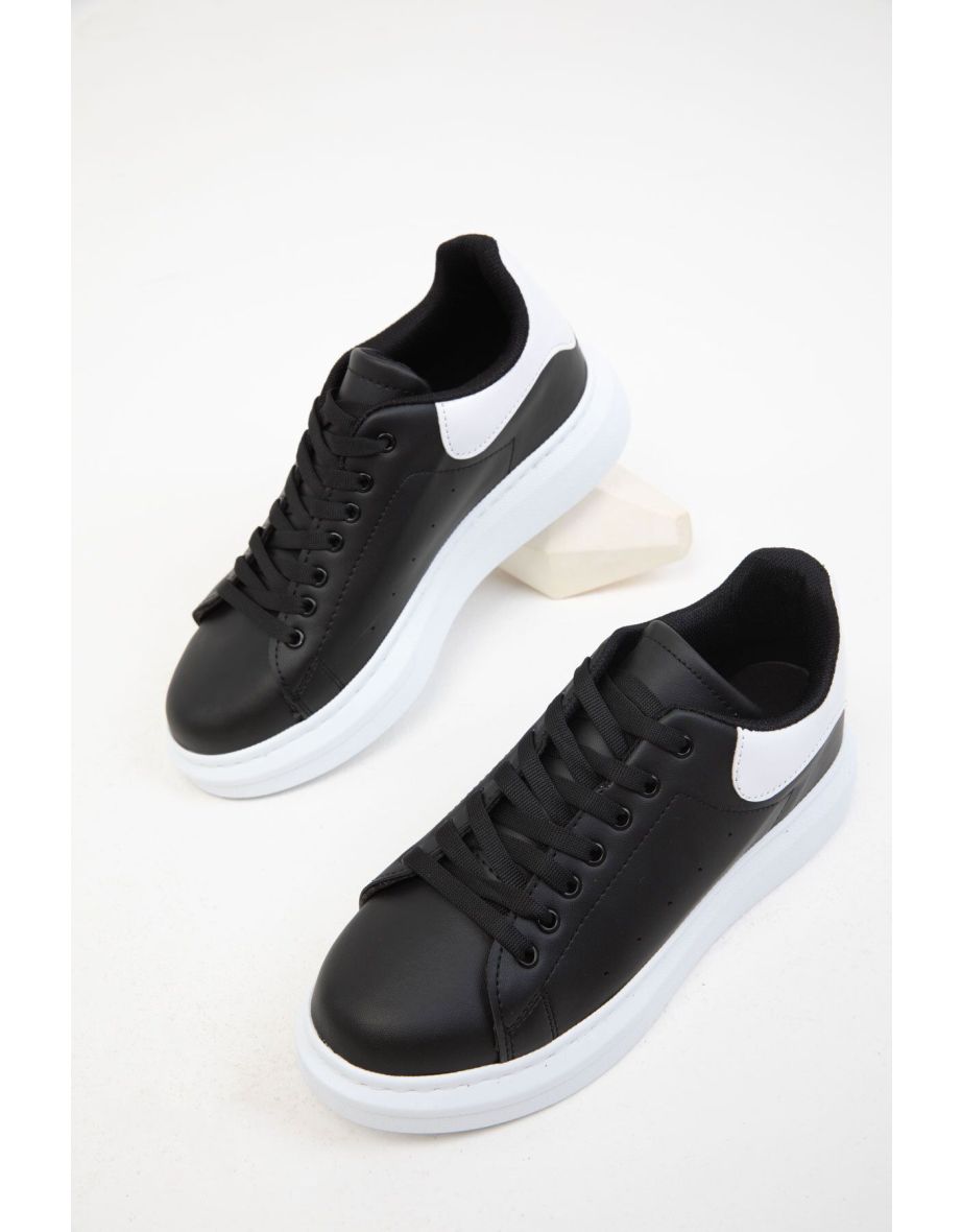 Black-White Patent Leather Women's Sneaker