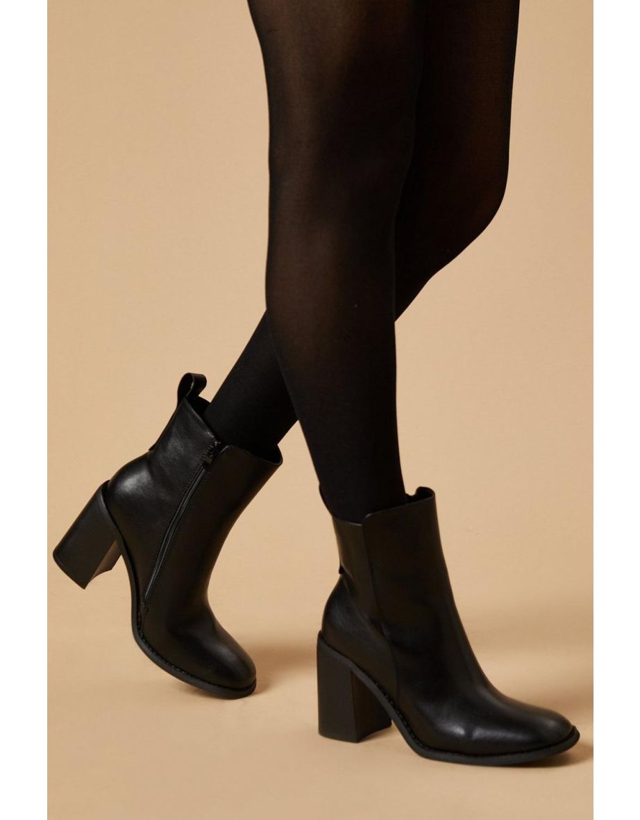Marisol Square Toe High Block Heel Ankle Boot - 3