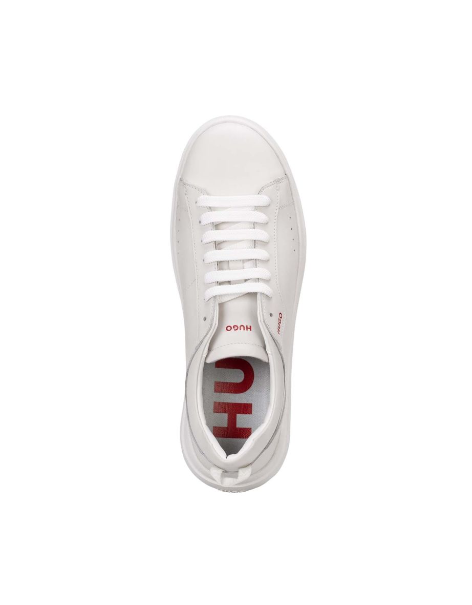 Men's Hugo Blake Leather Cupsole Trainers in White - 4