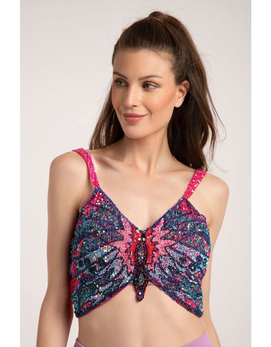 Butterfly Top in Multi Pink Sequin - 2